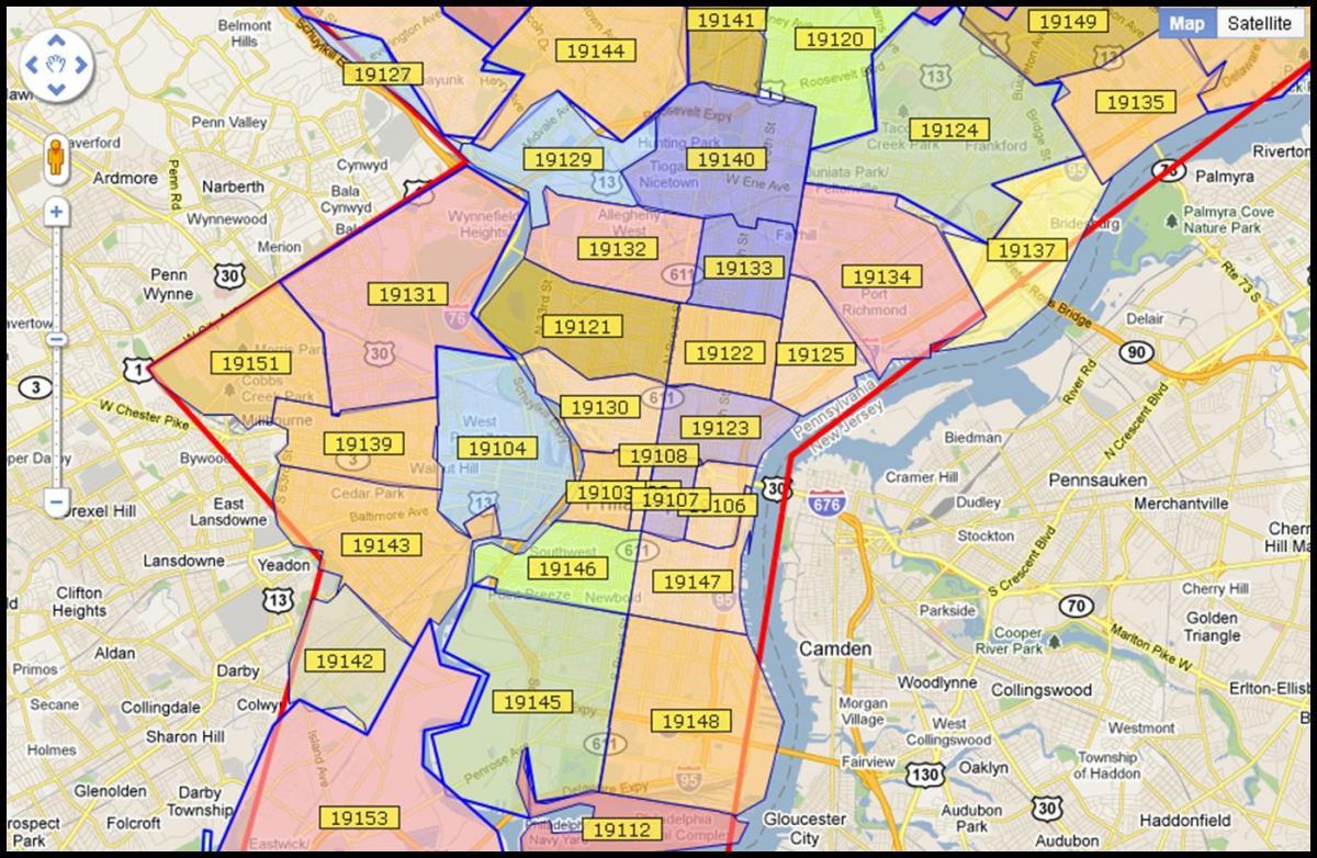 mappa di maggiore area di Philadelphia