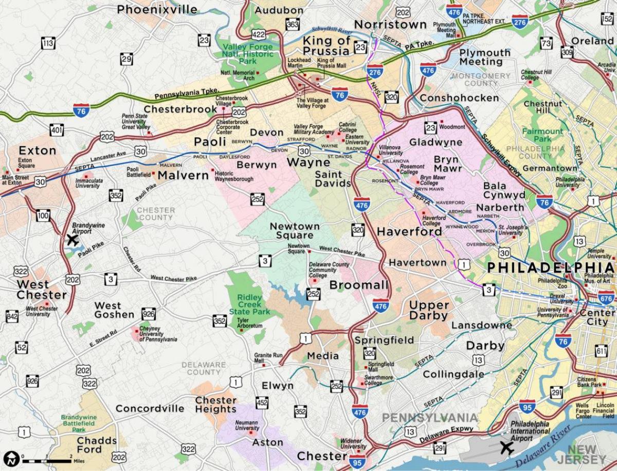 mappa della linea principale Philadelphia