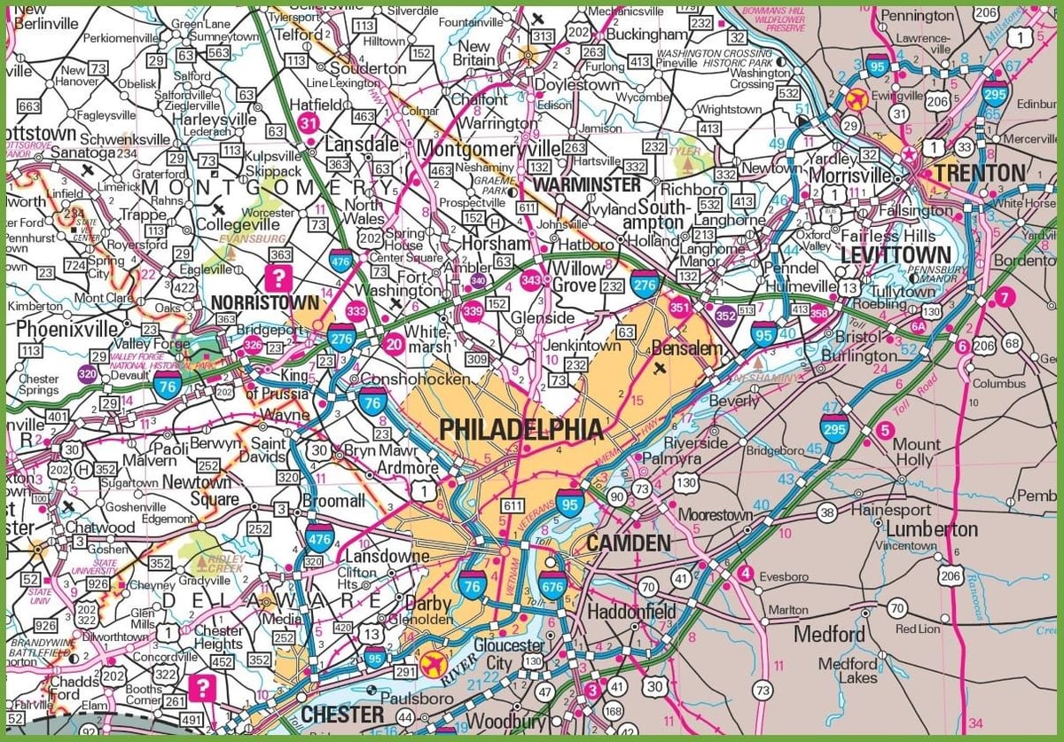 Area di Philadelphia mappa