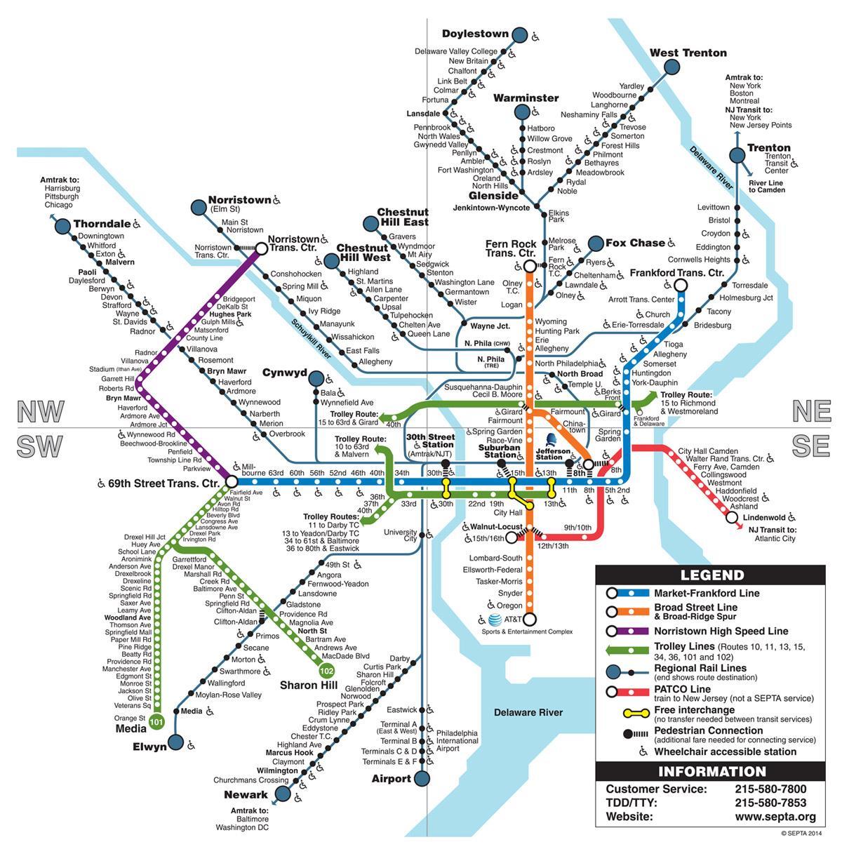 mappa della metropolitana di Philadelphia