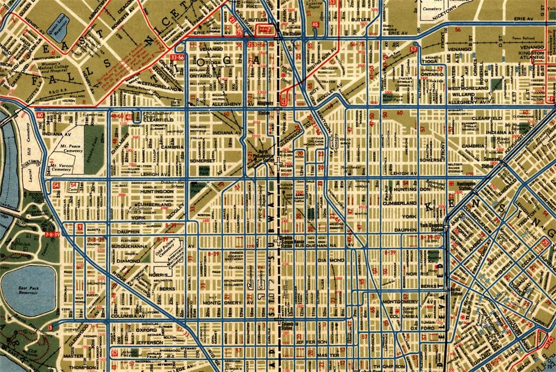 mappa stradale di Philadelphia