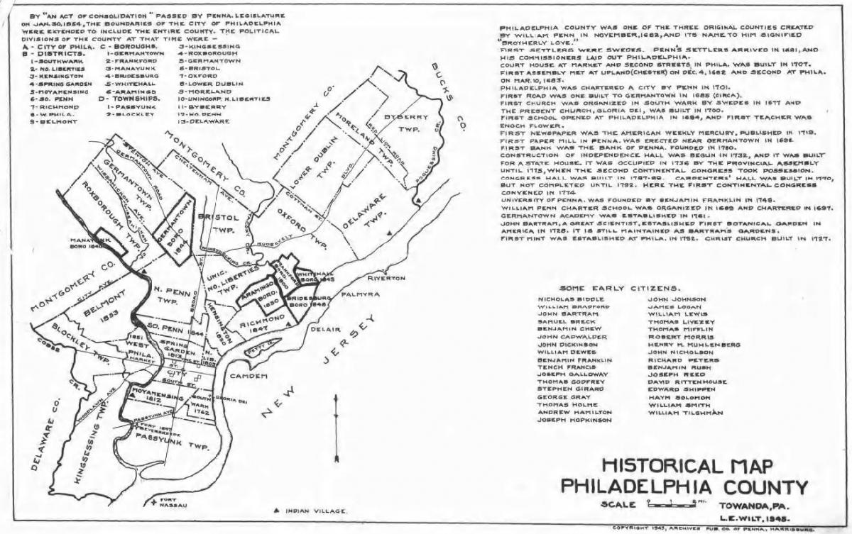 Philadelphia mappa della contea