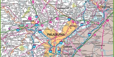 Area di Philadelphia mappa