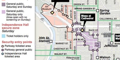 Mappa a piedi di Philadelphia